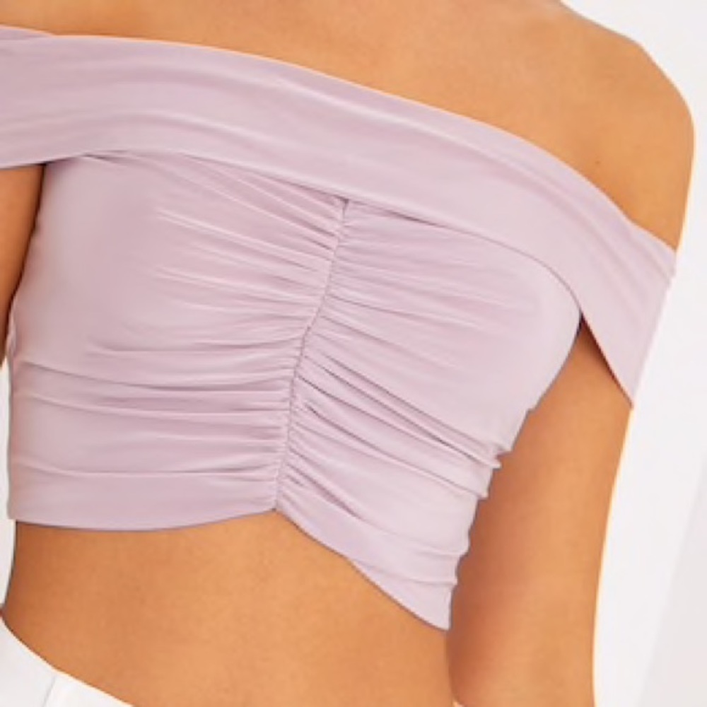 Mylene Lilac Ruched Bardot Crop Top